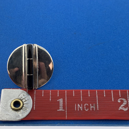 Designer Jeme V 925 Sterling Silver Black Onyx Cabochon Concho Stud Earrings