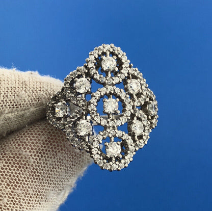 SETA Sterling Silver 925 Round Sparkling CZ Openwork Circle Ring Size 8.25