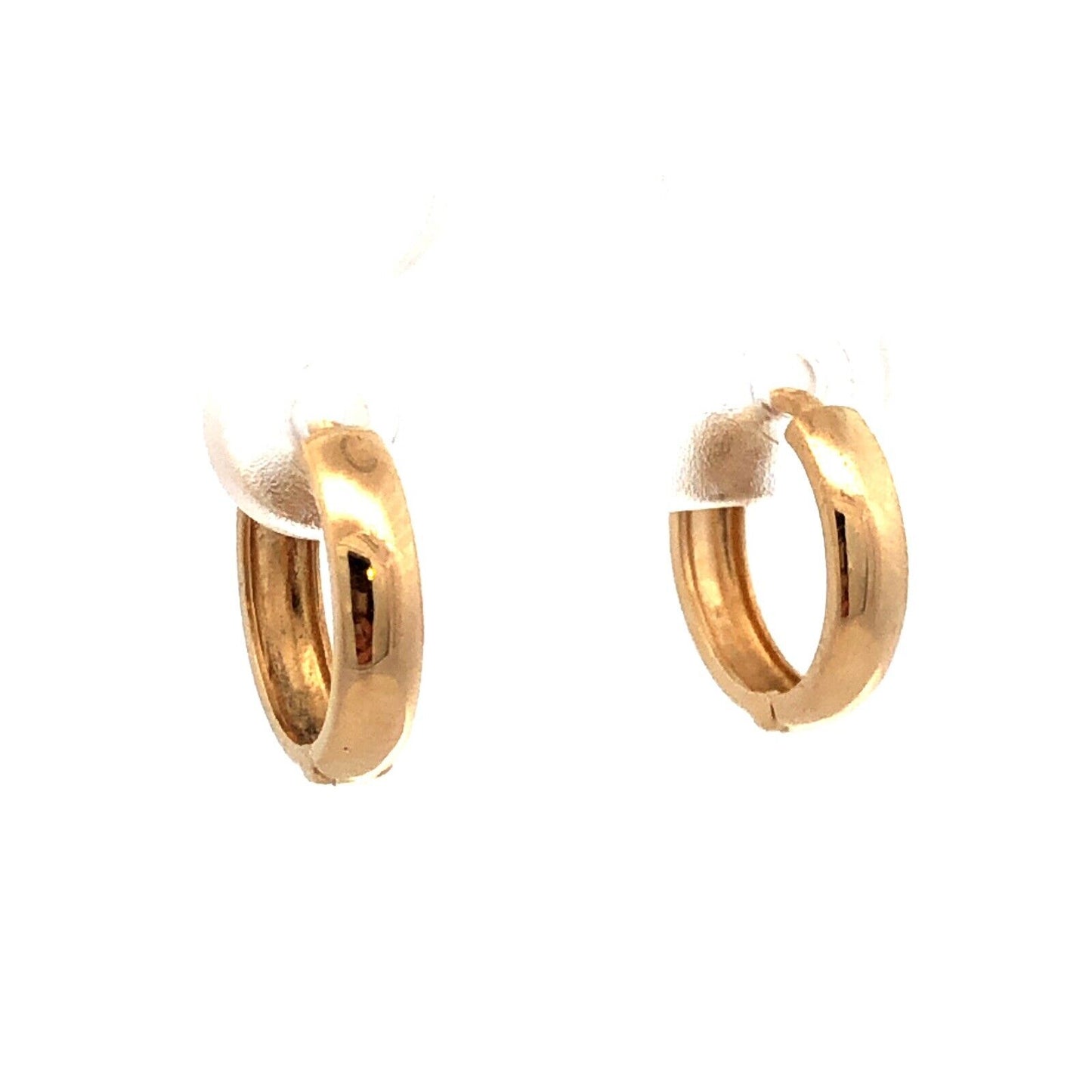 Designer EHC 14K Yellow Gold Polished Round Hinged Huggie Hoop Earrings
