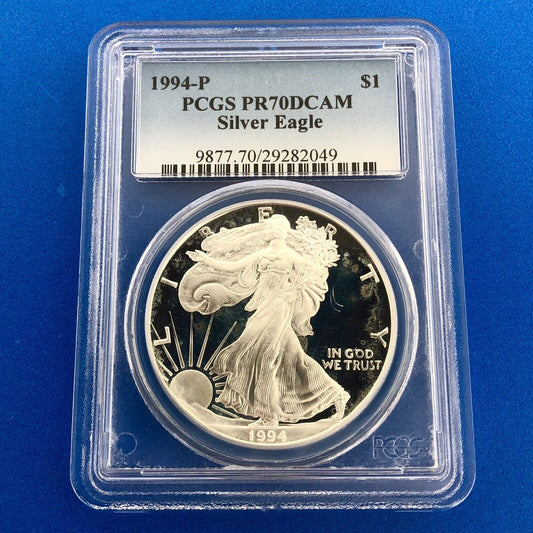 1994 P Proof Silver Eagle 999 Fine Silver PCGS PR70 DCAM Deep Cameo
