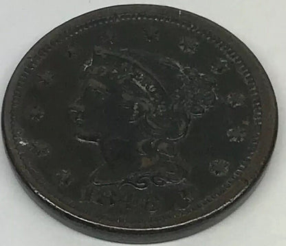 1846 Braided Hair Large Cent Small Date Early American Copper Coinage Brown