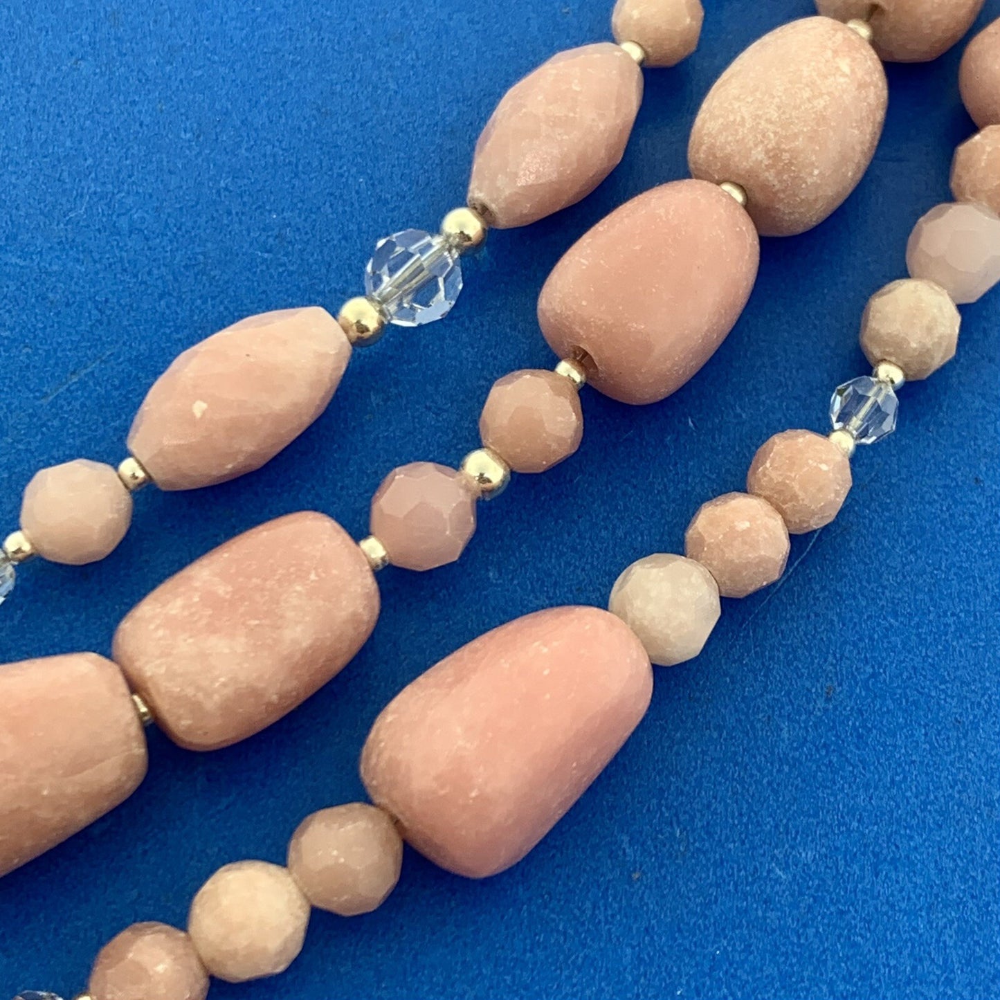 Designer BARSE 925 Sterling Silver Rhodochrosite Beaded Three Strand Necklace