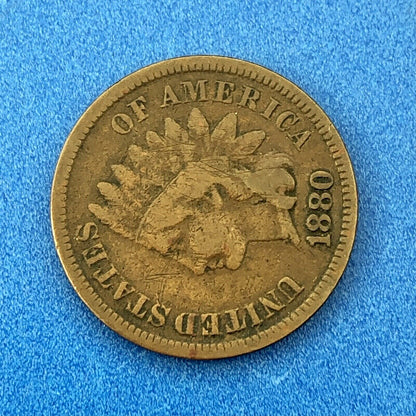 1880 P Indian Head One Cent Penny Type 3 Bronze Better Key Philadelphia Coin