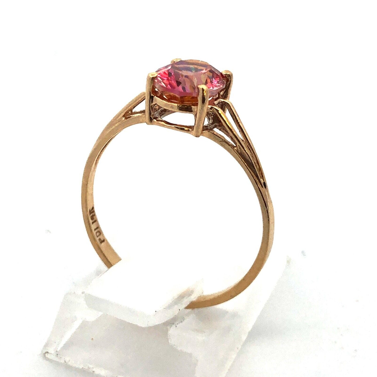 Designer 14K Yellow Gold Oval Mystic Topaz Solitaire Cocktail Ring