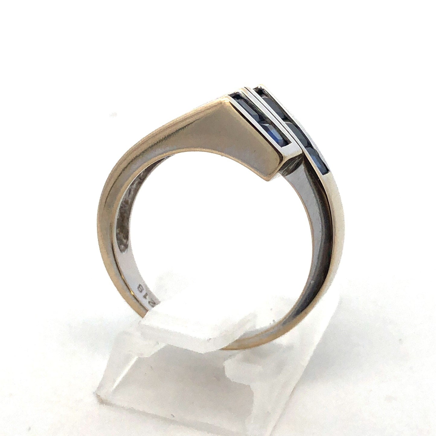 Modernist 18k White Gold Sapphire September Anniversary Birthday Abstract Ring