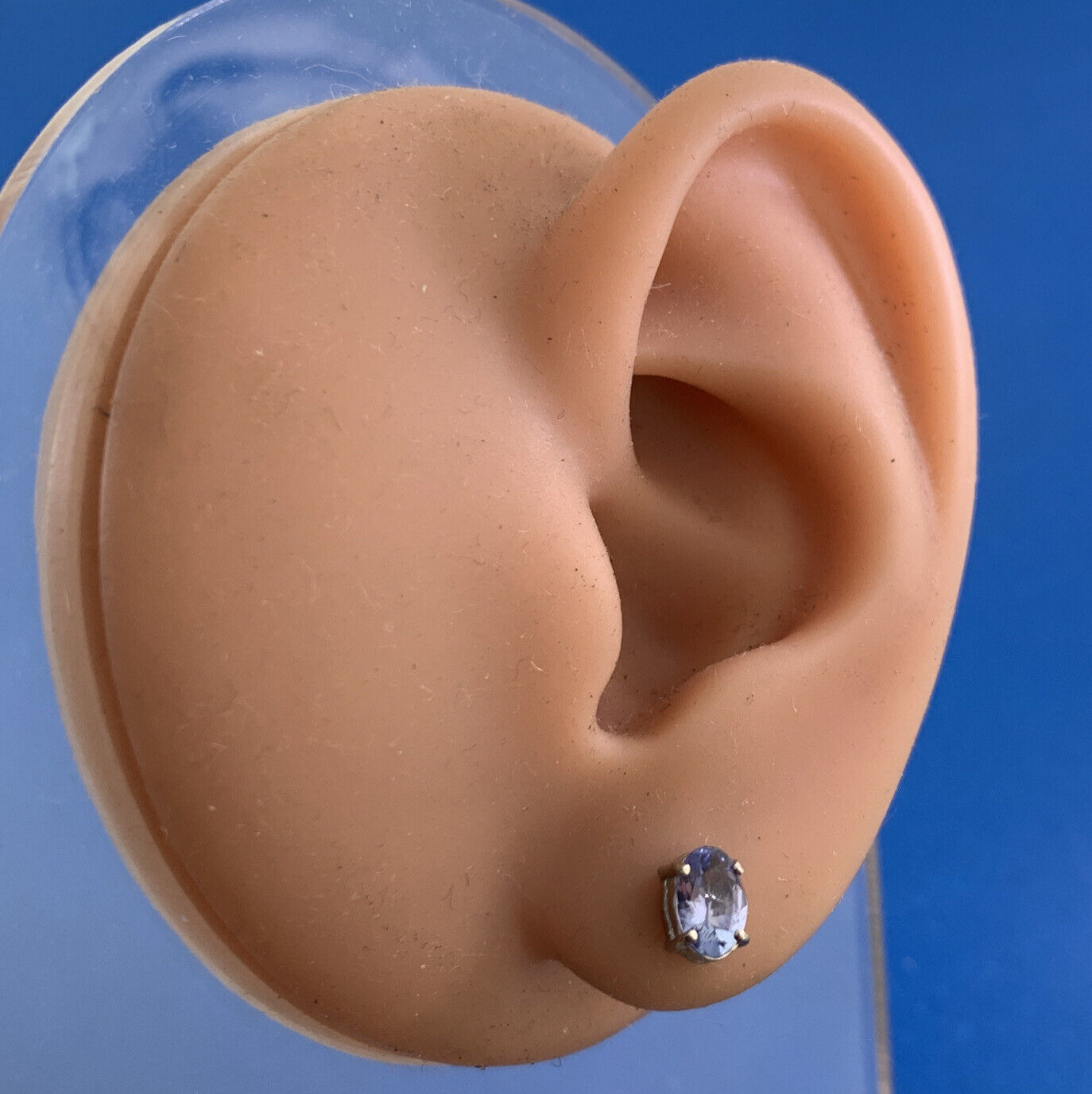 Designer FAS 925 Sterling Silver Oval Tanzanite Solitaire Stud Earrings