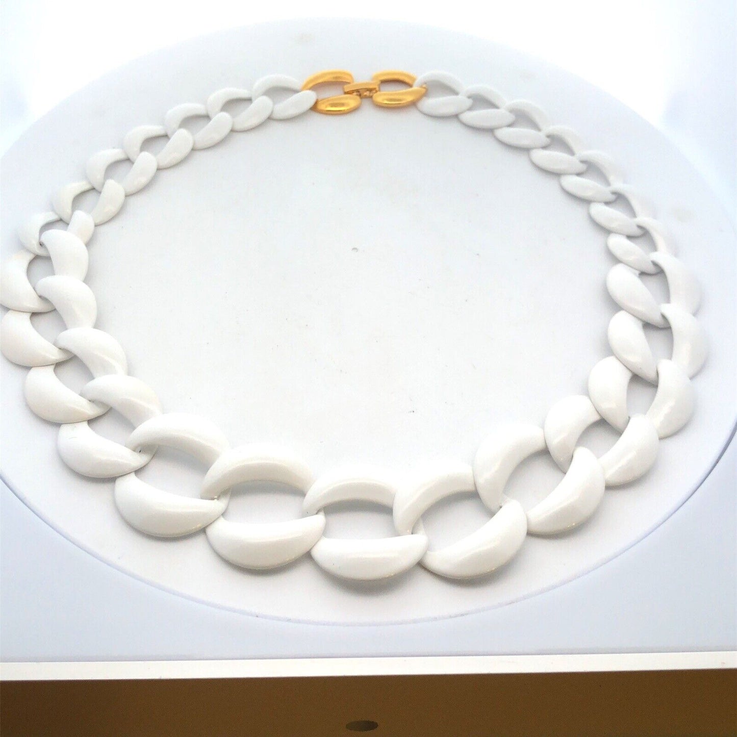 Vintage Napier Gold Tone White Enamel Four Piece Necklace Bracelet Earrings Lot