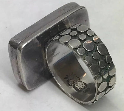 Vintage Sterling Silver 925 Purple Pink Floral Enamel Bead Work Statement Ring