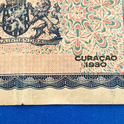 1930 Curacao 5 Gulden De Curacaoshe Bank Dutch Administration Rare Currency Note