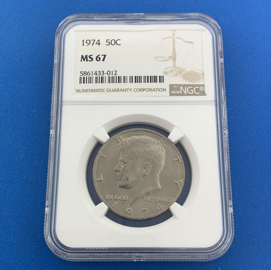 1974 50c Kennedy Half Dollar MS 67 NGC Graded Rare Quality Coin