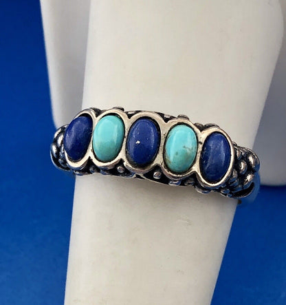 Vintage Carolyn Pollack Relios Sterling Silver 925 Turquoise Lapis Band Ring