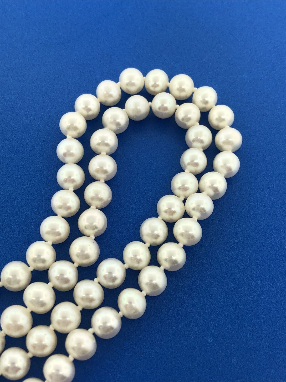 Gorgeous 14k Yellow Gold White 6.65mm Pearl 18" Strand String Necklace