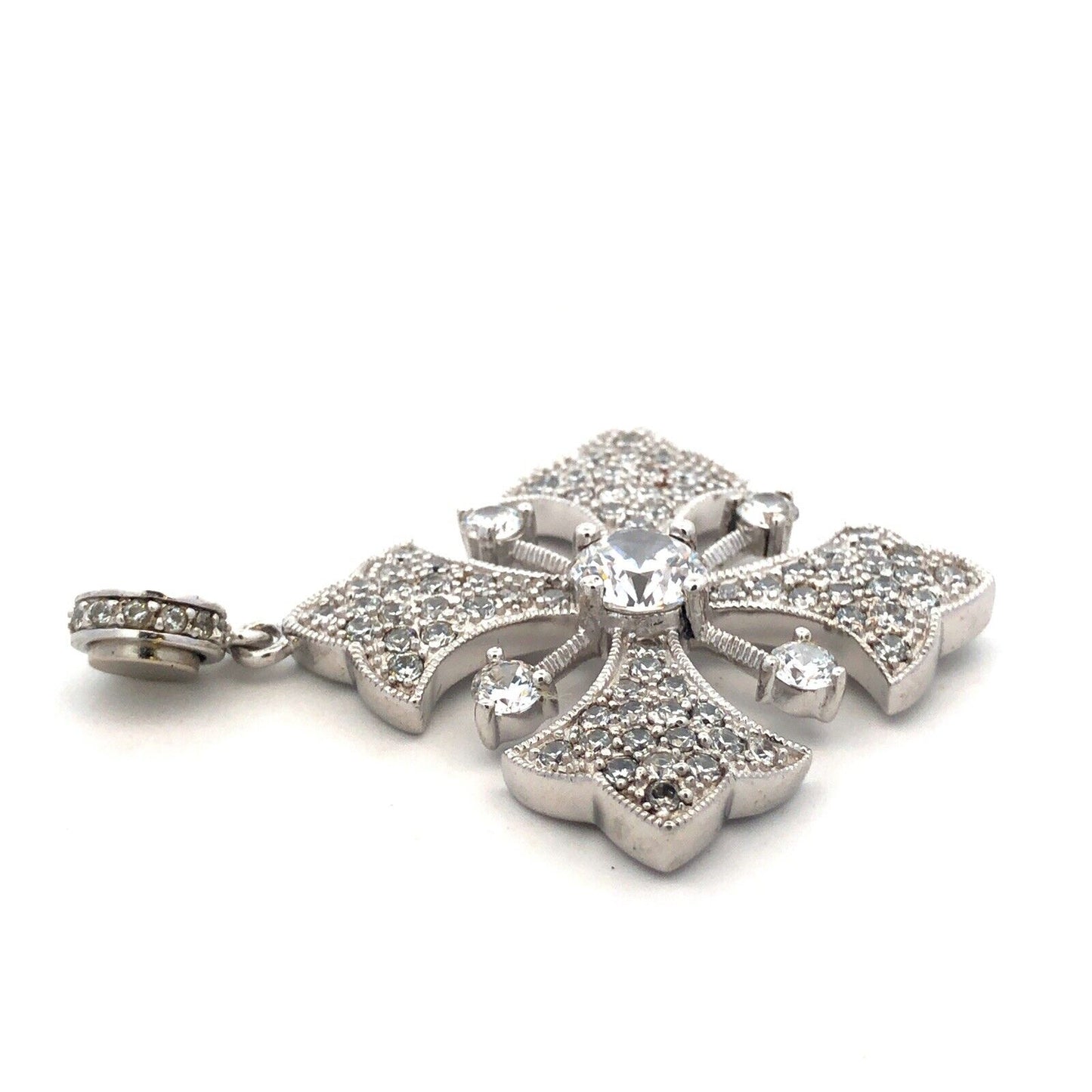 Joseph Esposito ESPO 925 Sterling Silver CZ Cross Star Magnetic Enhancer Pendant