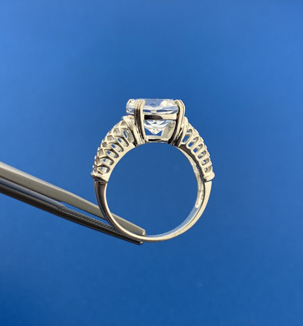 Designer Sterling Silver 925 Oval Cubic Zirconia CZ Statement Cocktail Ring