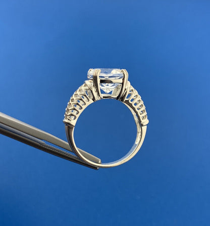 Designer Sterling Silver 925 Oval Cubic Zirconia CZ Statement Cocktail Ring