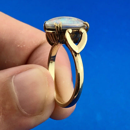 Vintage 10K Yellow Gold Filled Opal Doublet Cabochon October Anniversary Ring