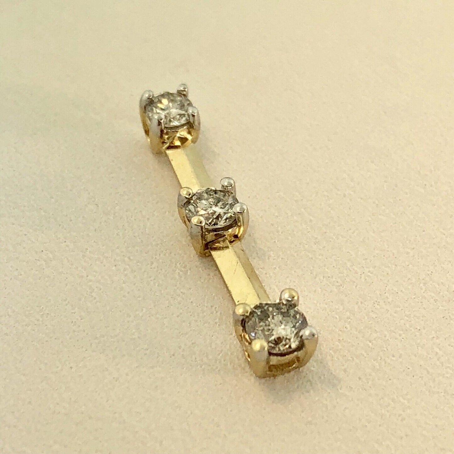 14K Yellow Gold Diamond Infinity Eternity Bridal Anniversary Bar Drop Pendant