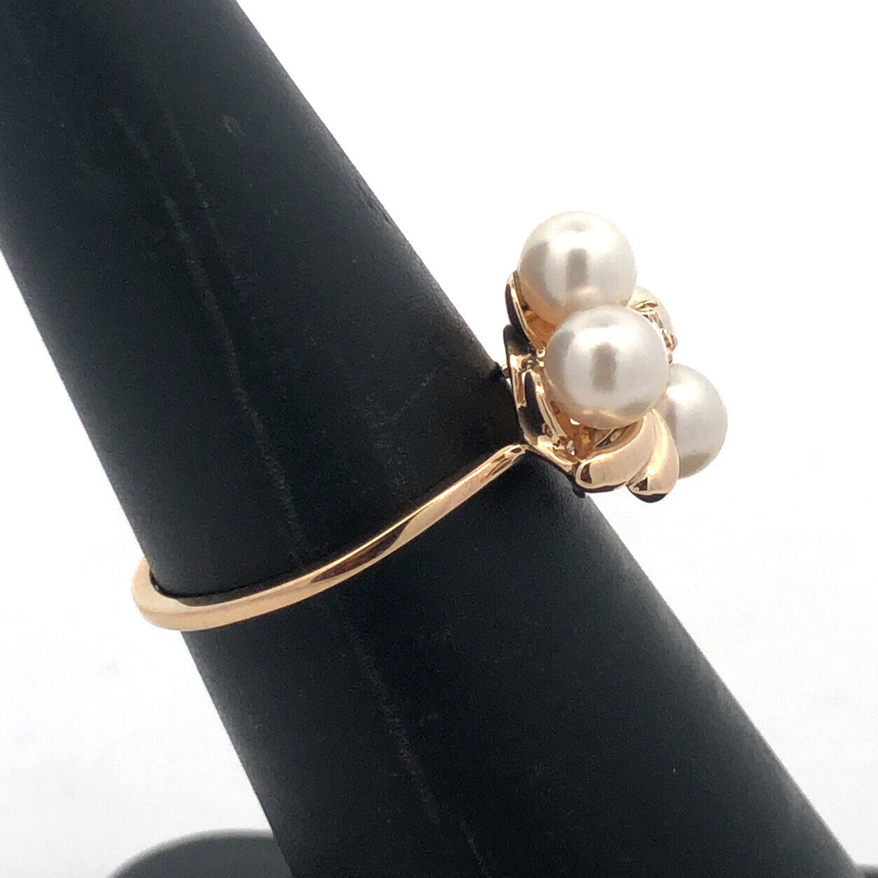 Designer WE 14K Yellow Gold Round Pearl Diamond Accent Cocktail Ring