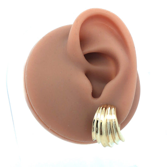 Designer Tiffany & Co. 14K Yellow Gold Textured Chunky Clip On Stud Earrings