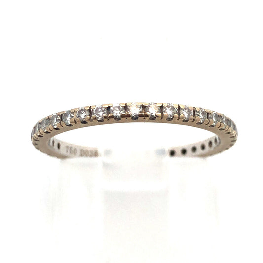 18K White Gold Round Prong Pave Diamond Eternity Anniversary Wedding Ring Band