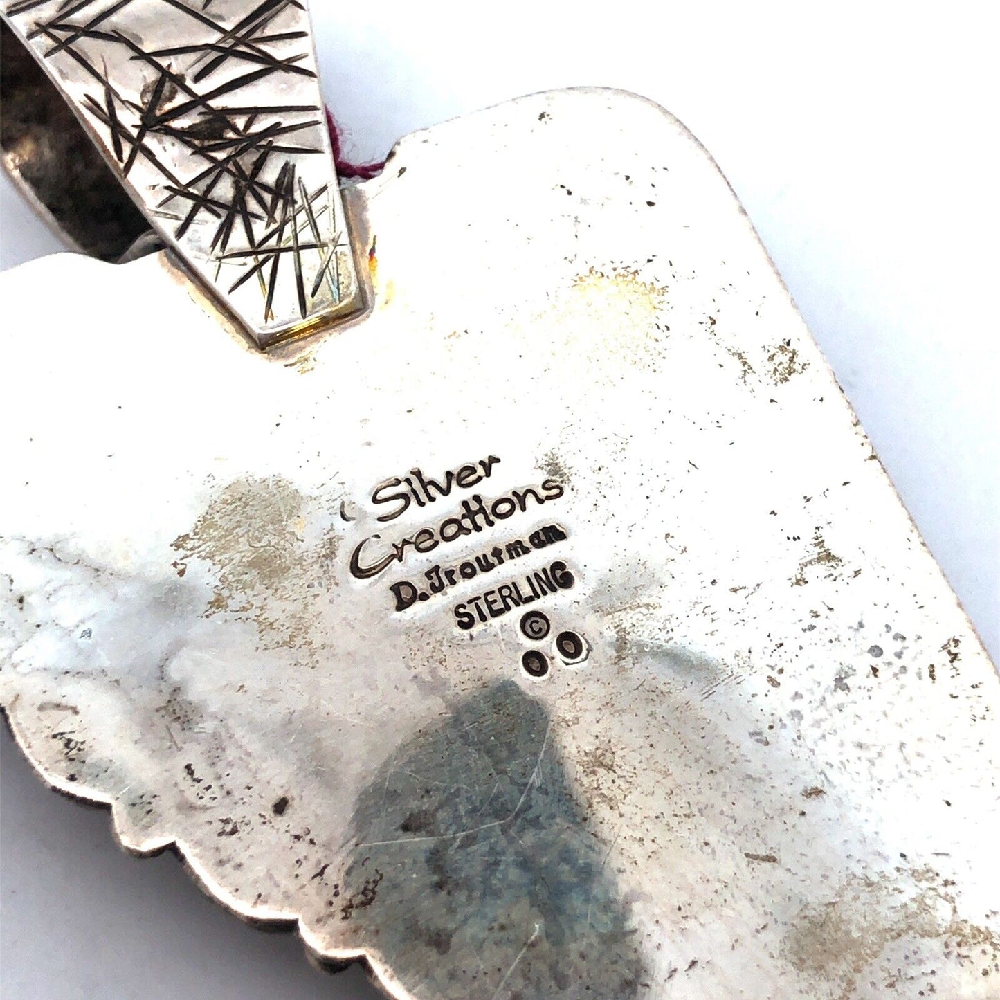 David Troutman Navajo 925 Sterling Silver Turquoise Amethyst Statement Pendant