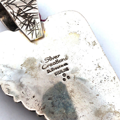 David Troutman Navajo 925 Sterling Silver Turquoise Amethyst Statement Pendant