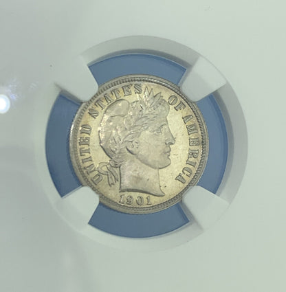 1901 P Proof Silver Barber Dime Better Philadelphia Mint NGC PF65 Cameo Coin