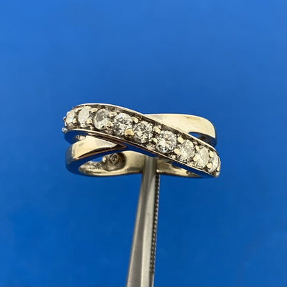Designer 14K White Gold Diamond Entwined Wedding Anniversary Band Ring