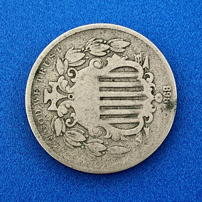 1868 P Shield Nickel Variety 2 Scarce Rare Better Key Philadelphia Mint Coin