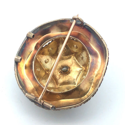 Victorian 14K Yellow Gold Seed Pearl Collar Mourning Statement Pendant Brooch