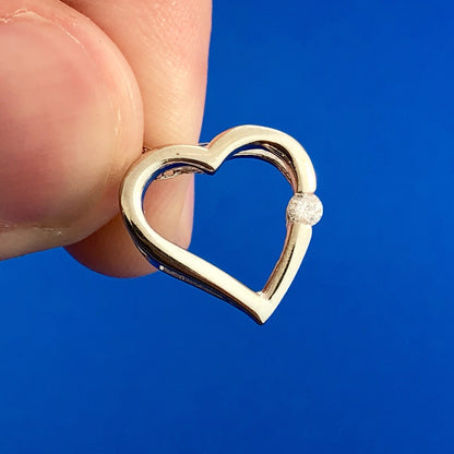 10K White Gold Diamond JCM Pendant 14K White Gold Chain Sweetheart Necklace
