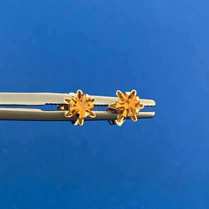 Designer 14K Yellow Gold Round Citrine Starter Stud Earrings