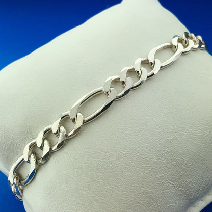 Milor Italy 925 Sterling Silver Unisex Figaro Link Statement Bracelet