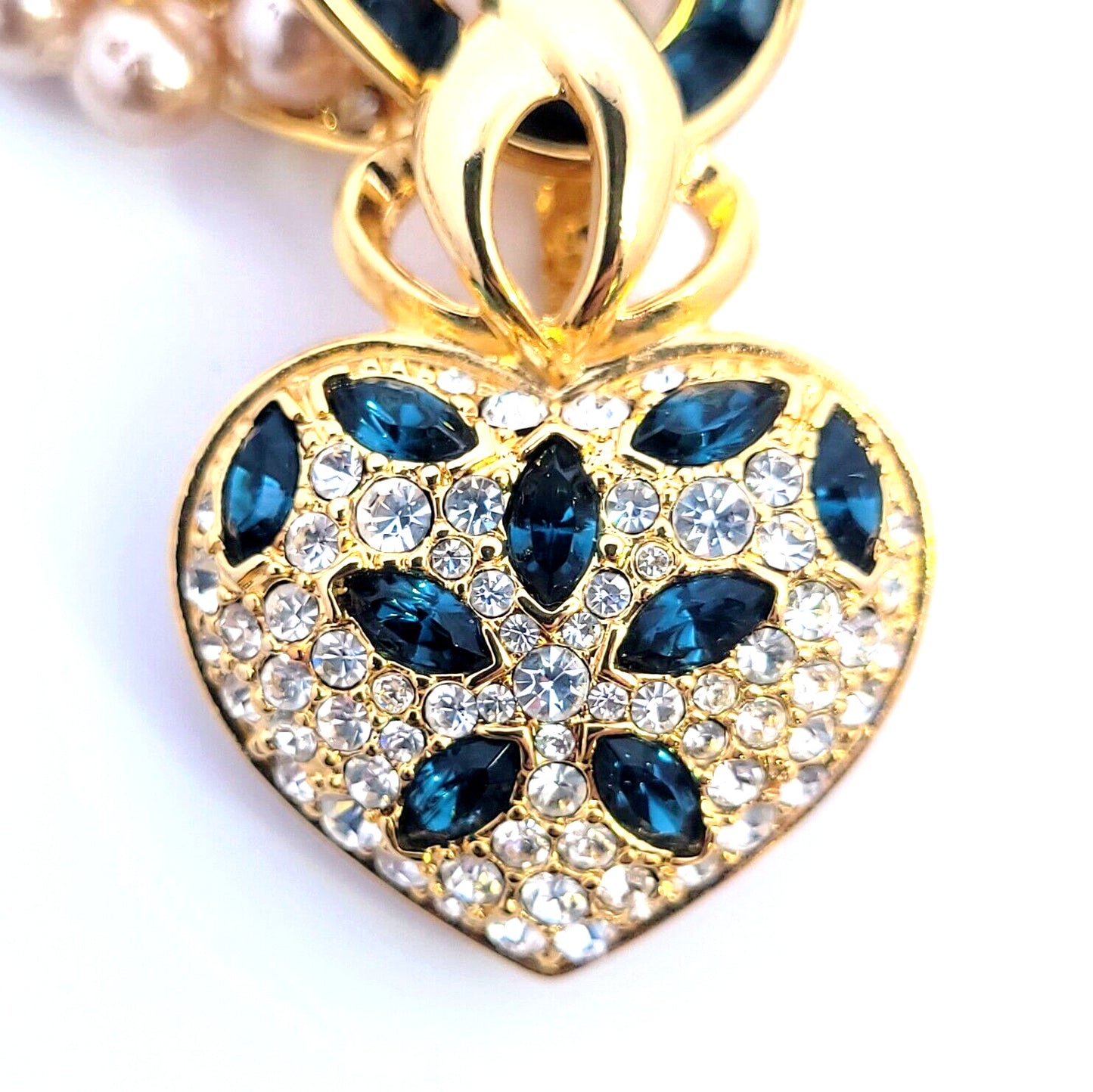 Nolan Miller Glamour Collection Gold Tone Princess Crystal Heart Necklace