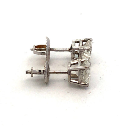 Designer S 14K White Gold Round Diamond Solitaire Screw Back Stud Earrings