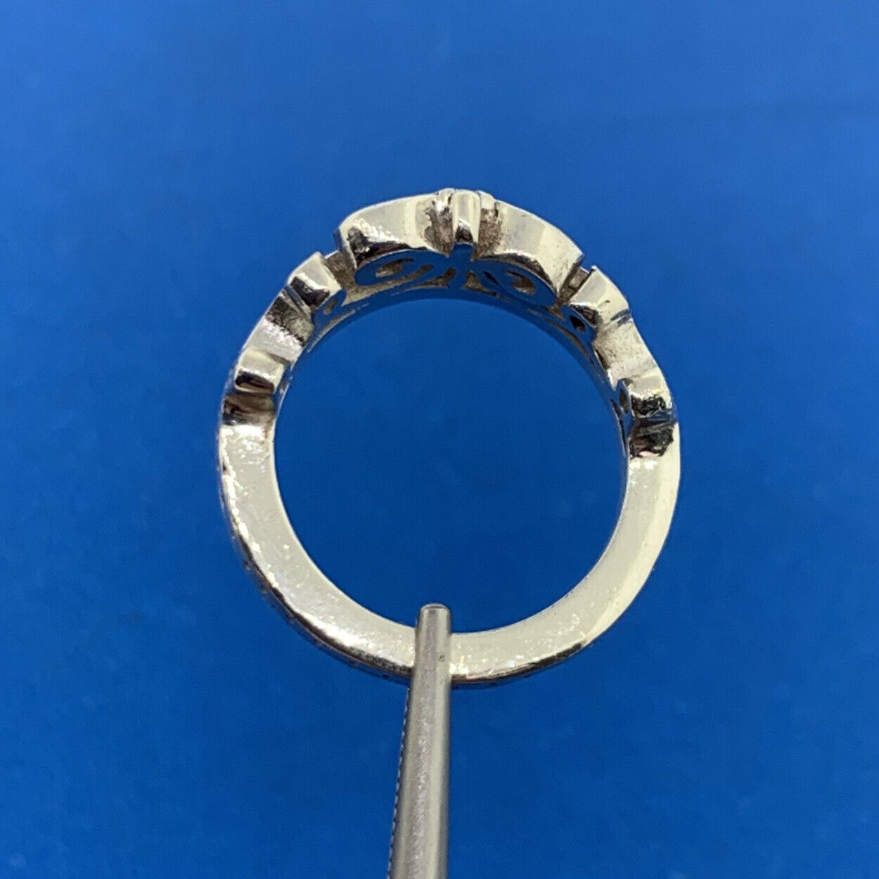 Retro Sterling Silver 925 Cubic Zirconia CZ  Princess Queen Diva Crown Band Ring