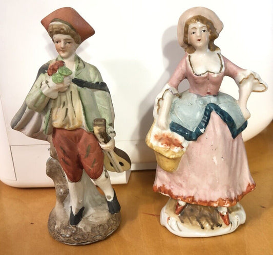 Vintage Occupied Japan Porcelain Man And Woman 2 Piece Lot Of Figurines