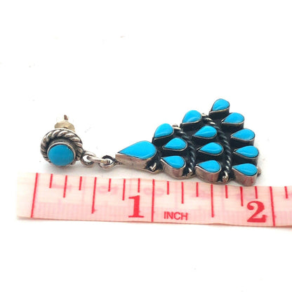 Vintage Bernice Goodspeed Taxco 925 Sterling Silver Turquoise Dangle Earrings