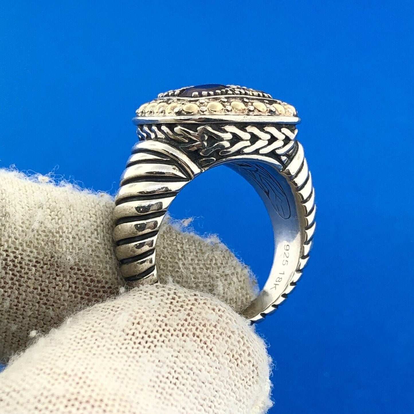 EFFY Sterling Silver 18K Yellow Gold Multi Gemstone Mosaic Balissima Dome Ring