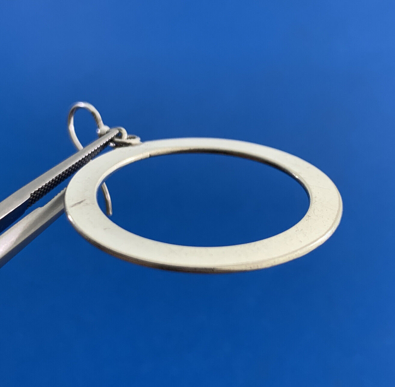 Modernist Cutout 925 Sterling Silver Round Simple Hook Dangle Earrings