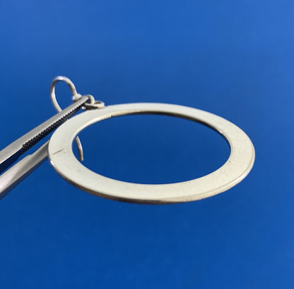 Modernist Cutout 925 Sterling Silver Round Simple Hook Dangle Earrings