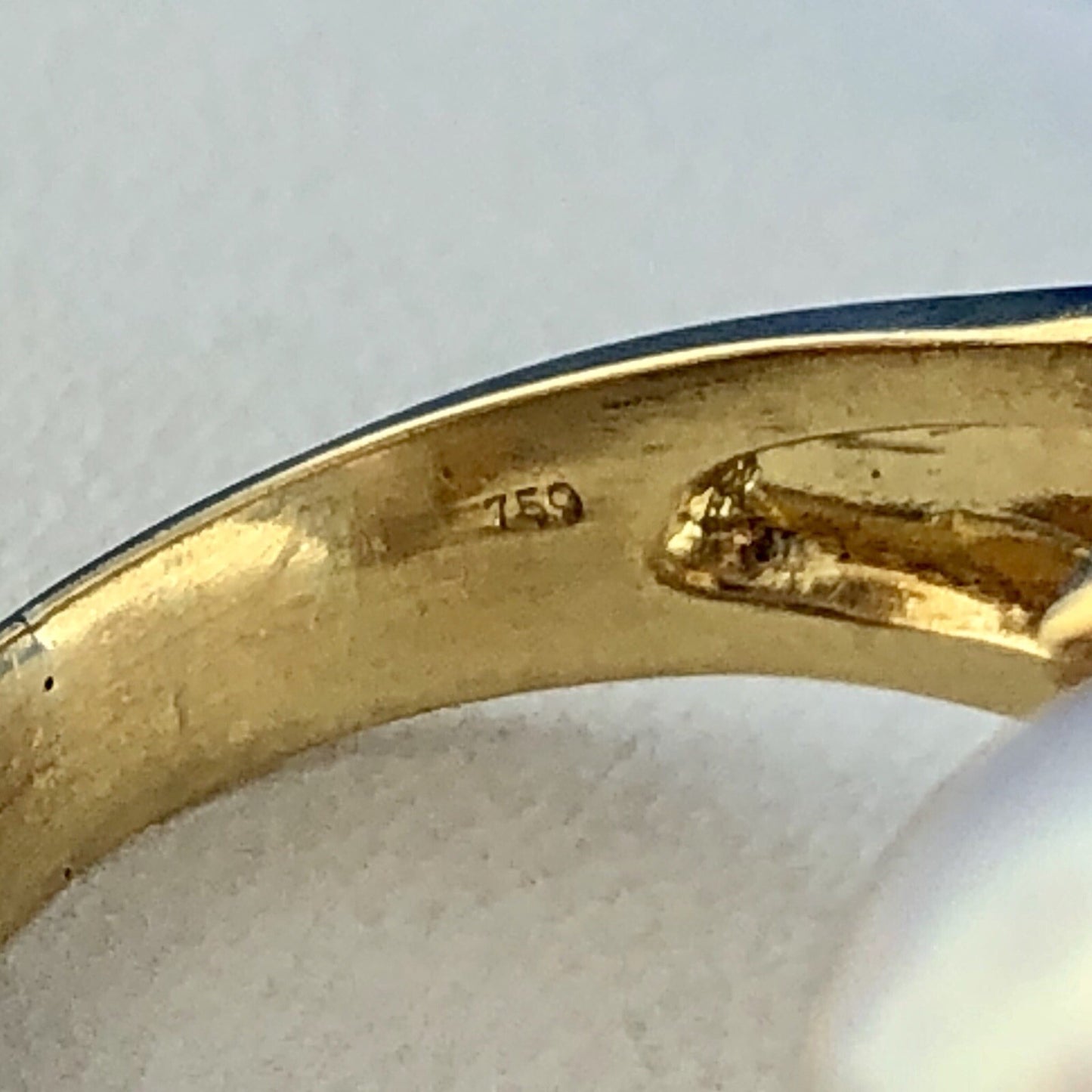 Estate 18K Yellow Gold Diamond Sapphire Pearl Bypass Cocktail Dinner Ring