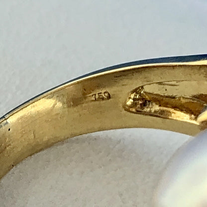 Estate 18K Yellow Gold Diamond Sapphire Pearl Bypass Cocktail Dinner Ring