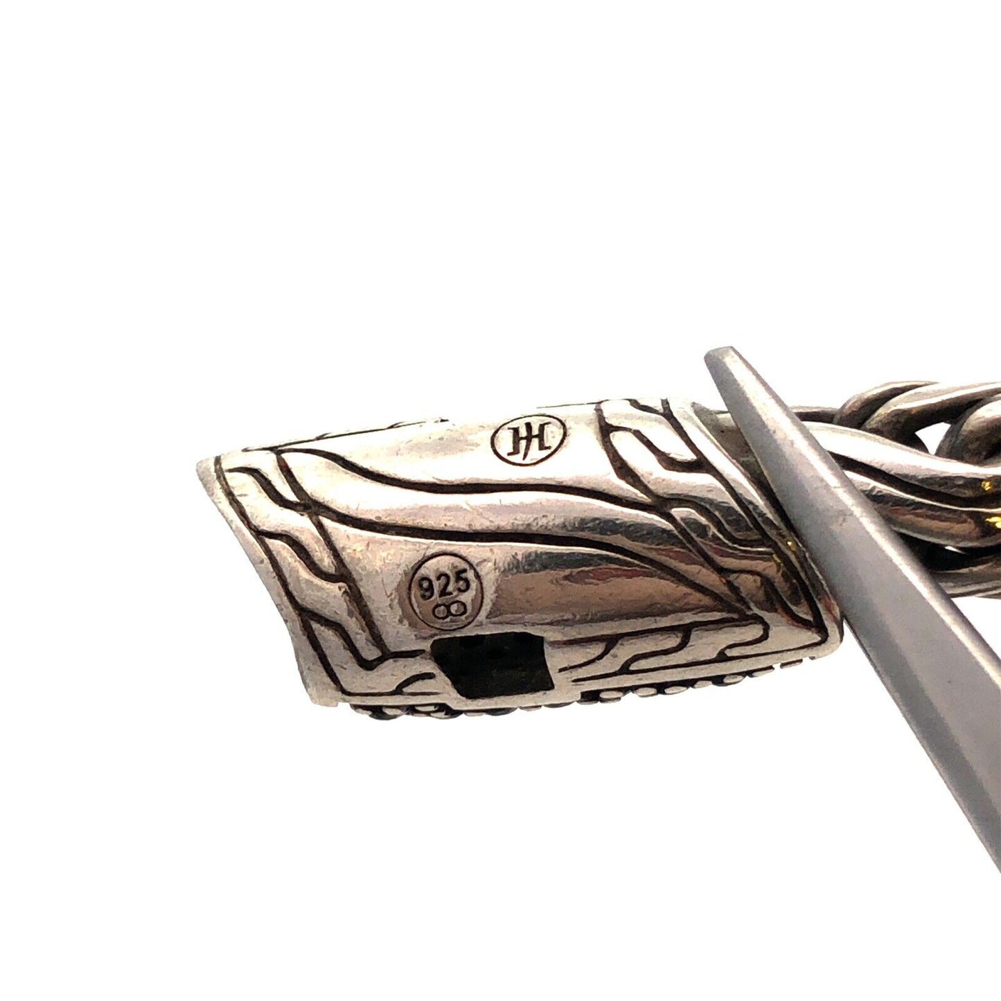 John Hardy 925 Sterling Silver Pave Black Diamond Icon Classic 6.5 mm Bracelet