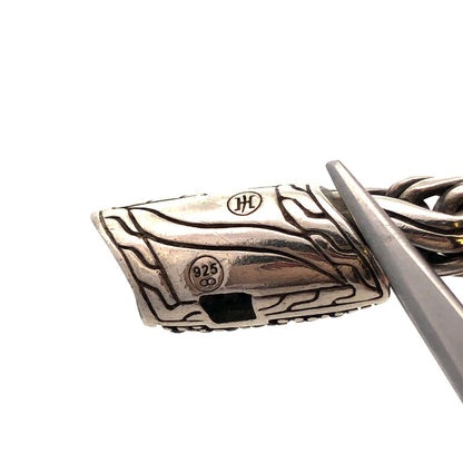 John Hardy 925 Sterling Silver Pave Black Diamond Icon Classic 6.5 mm Bracelet