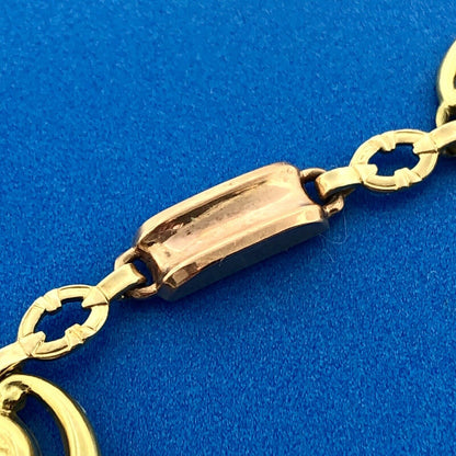 Designer ESEMco Art Deco 10K Yellow Rose Gold Floral Scroll Link Bracelet