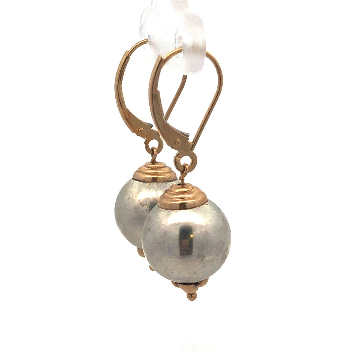 Jacmel Mauritius 14K Yellow Gold Sterling Silver Two Tone Ball Dangle Earrings