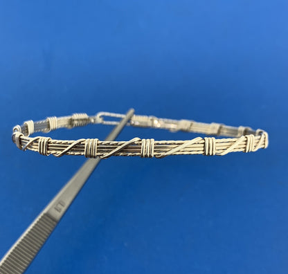 Artisan 925 Sterling Silver Wire Wrapped Bangle Hook Bracelet