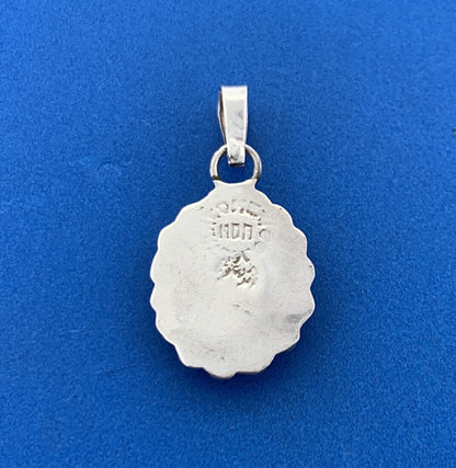 Vintage Taxco Mexico Artisan 925 Sterling Silver Abalone Doublet Oval Pendant