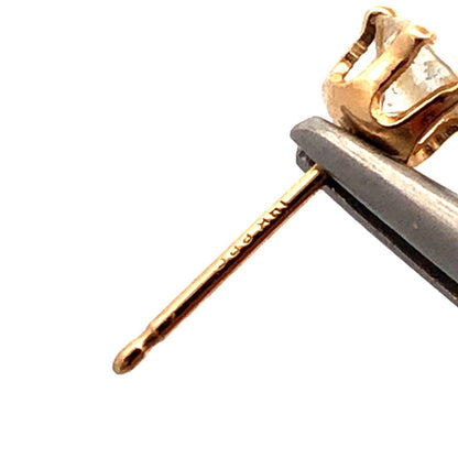 Designer DDC 14K Yellow Gold Round Cubic Zirconia CZ Solitaire Stud Earrings